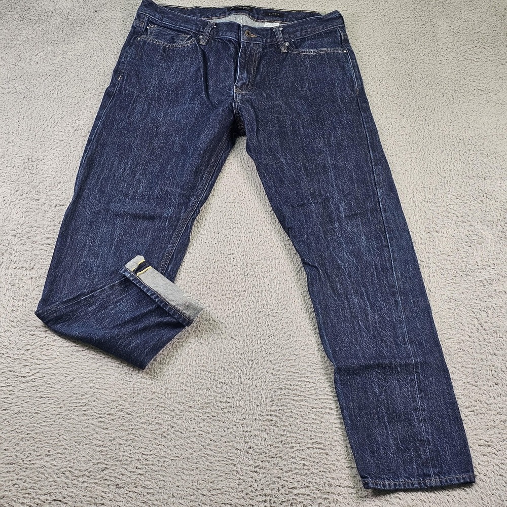 Banana Republic Selvedge Denim‎ Jeans Mens 35x32 Blue Slim Fit Straight Leg